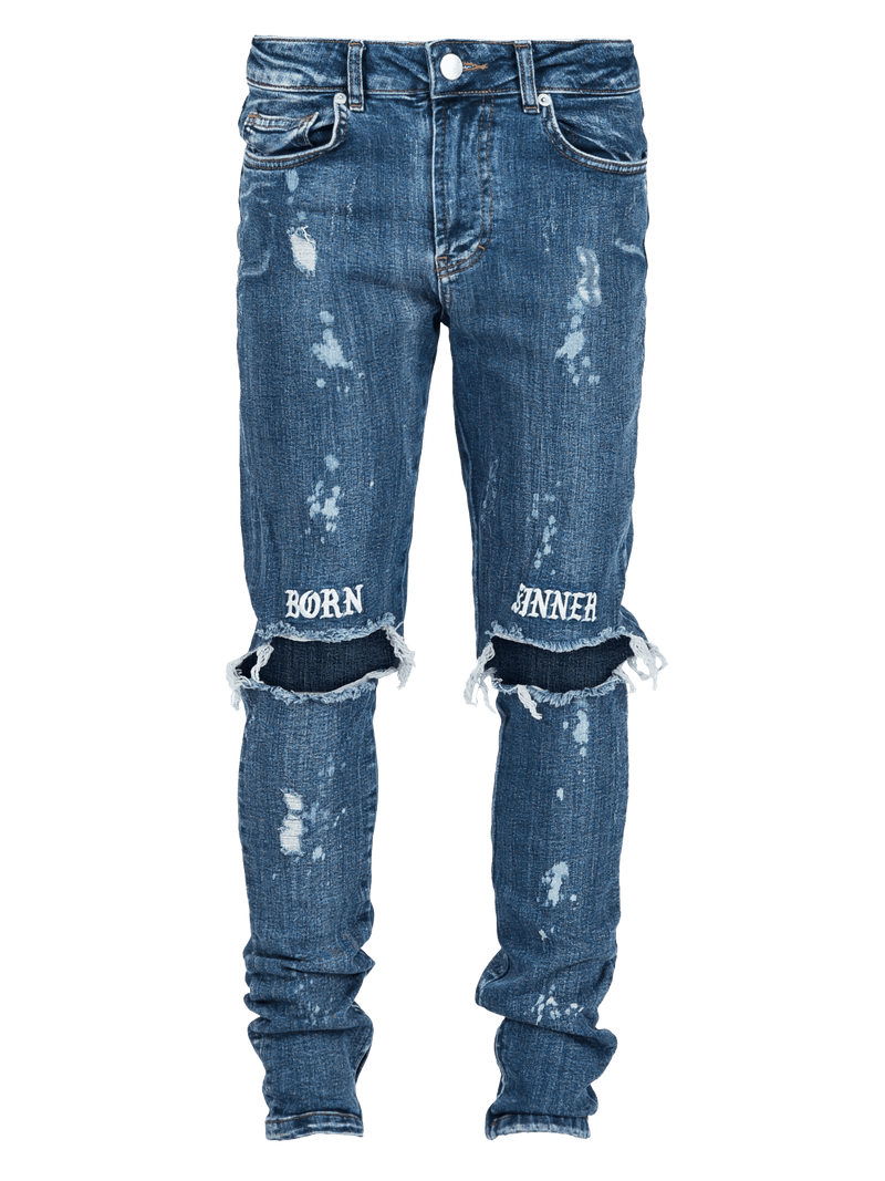 Born Sinner Distressed Denim - Dark Stone