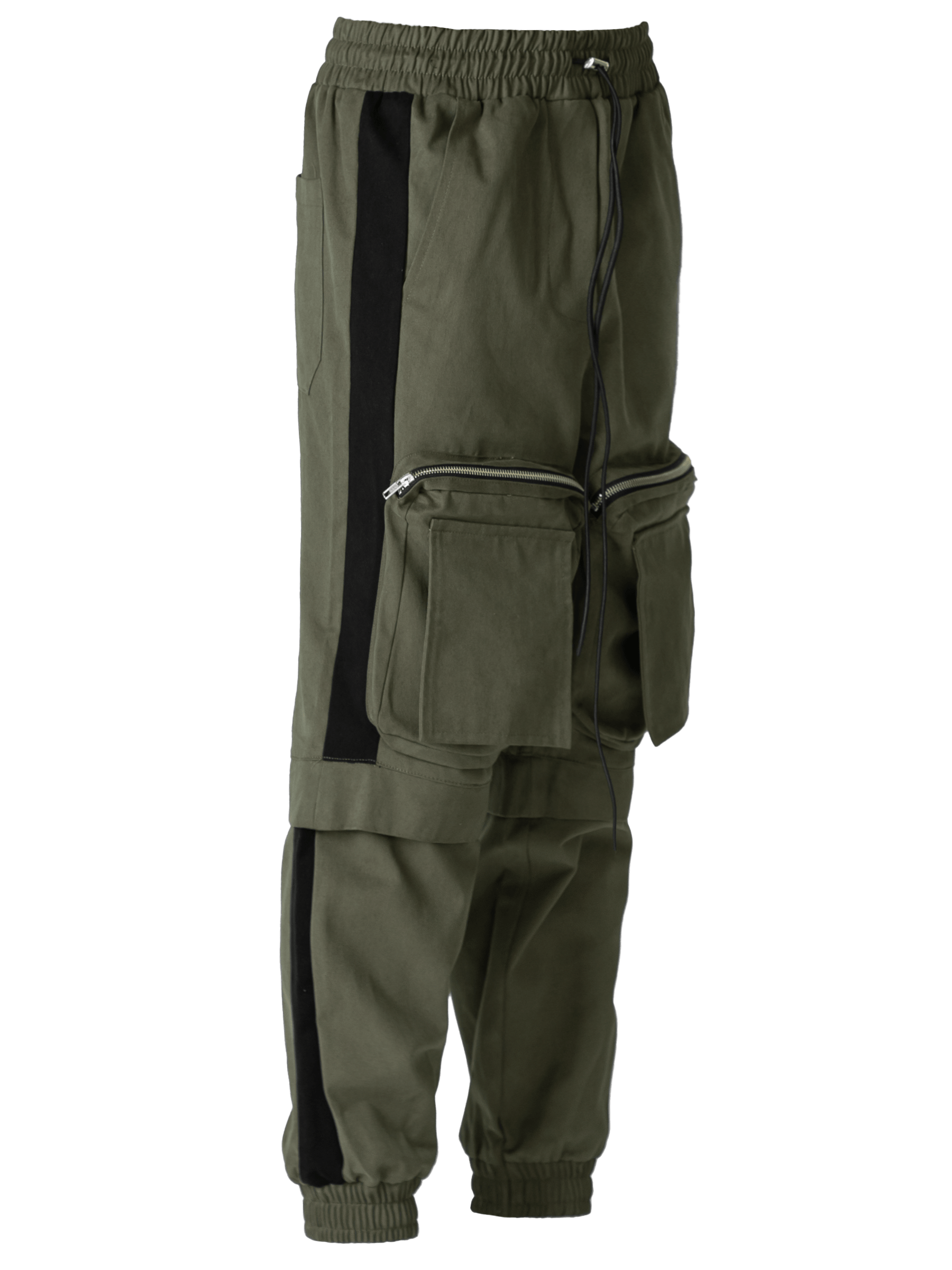 Colour-Block Cargo Pants - Forest / Black