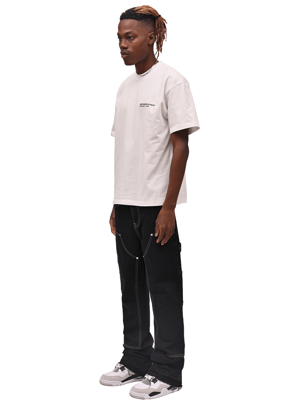 Contrast Stitch Flare Denim - Black - Reputation Studios