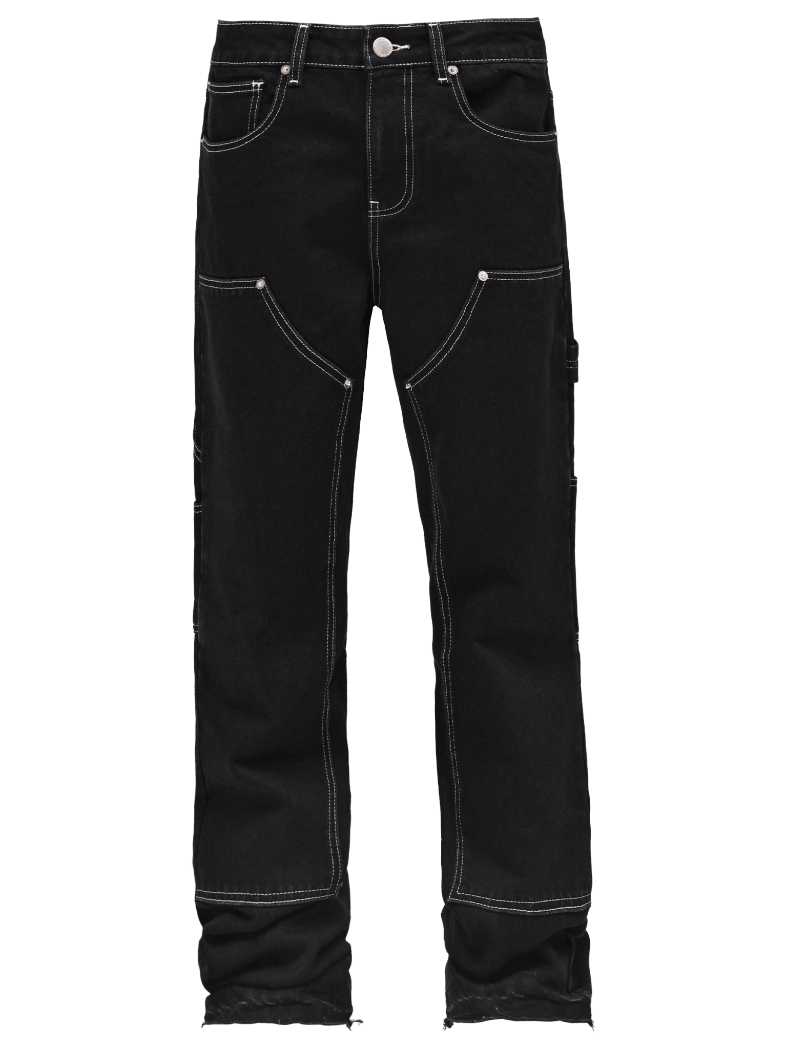 Contrast Stitch Flare Denim - Black - Reputation Studios