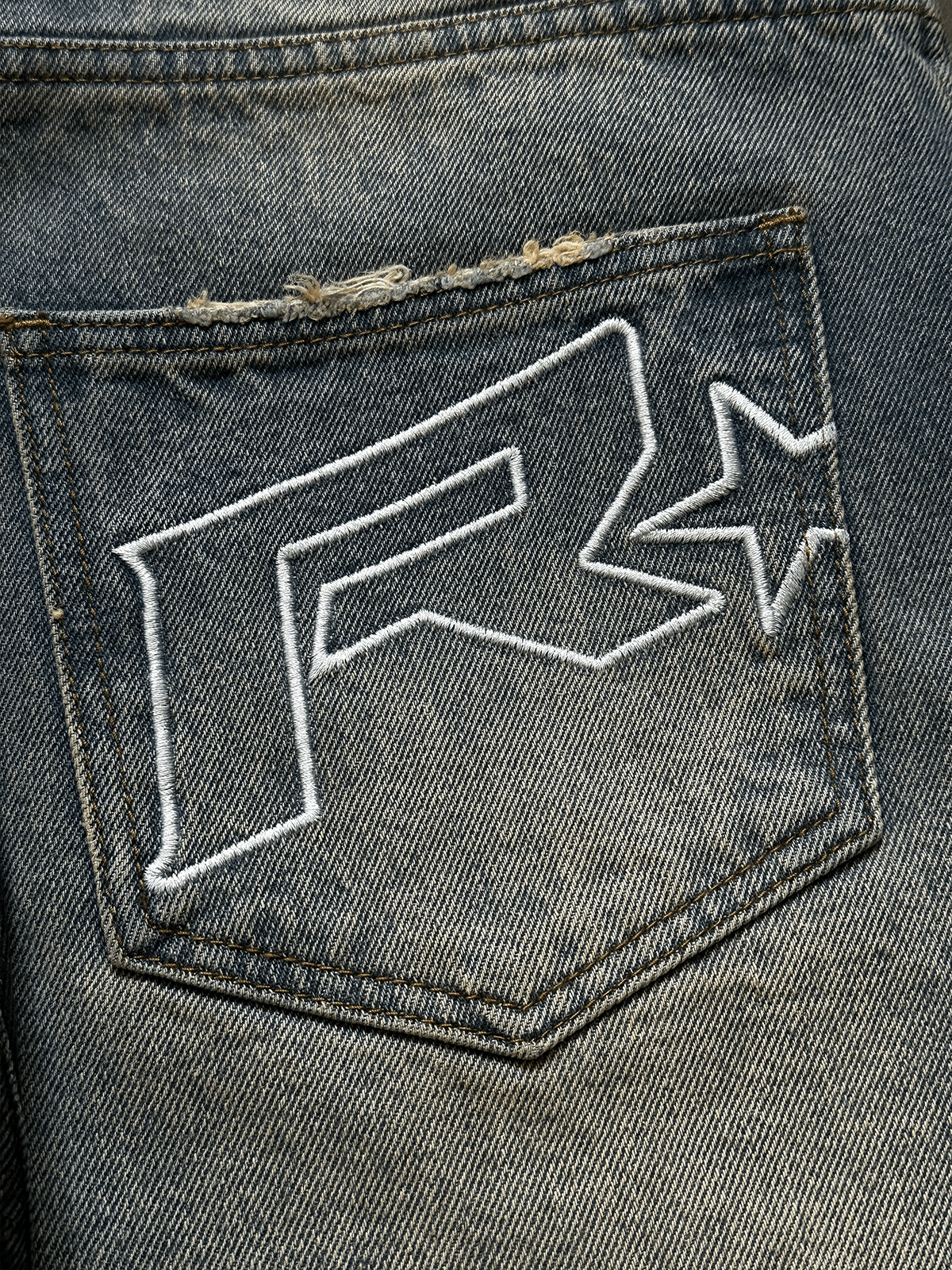 Denim Jorts - Cream Wash - Reputation Studios