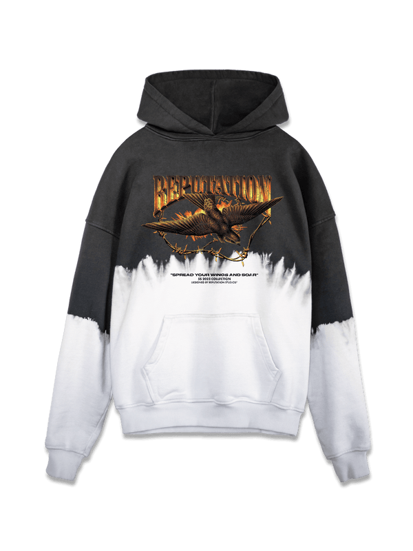 Vintage Dip Dye Hoodie - Spread Your Wings