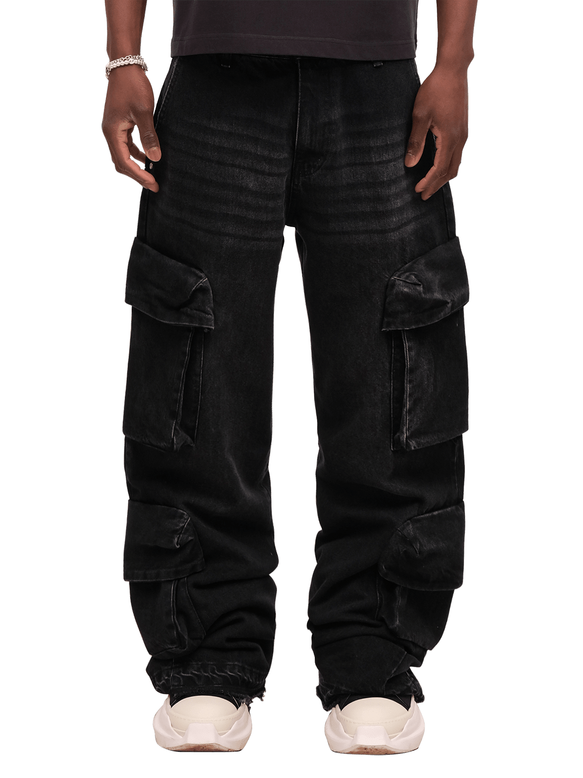 Double Cargo Denim - Black - Reputation Studios