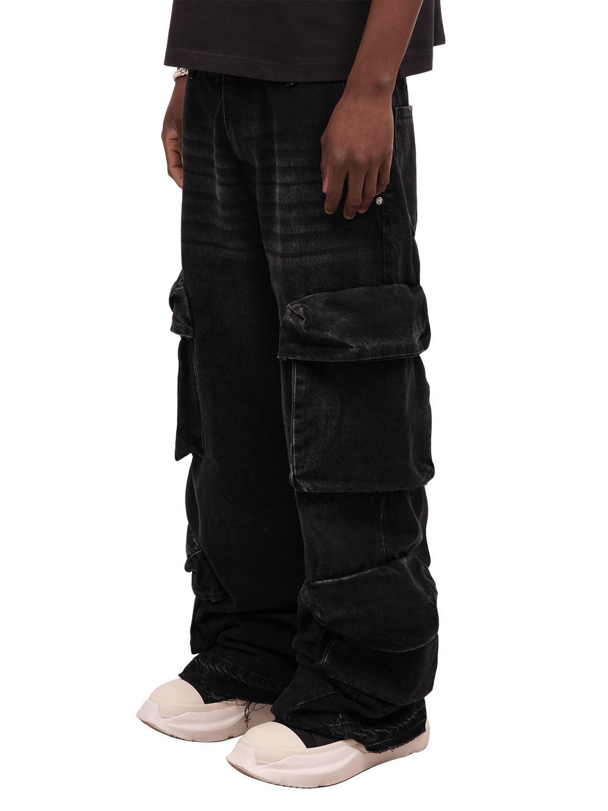 Double Cargo Denim - Black - Reputation Studios