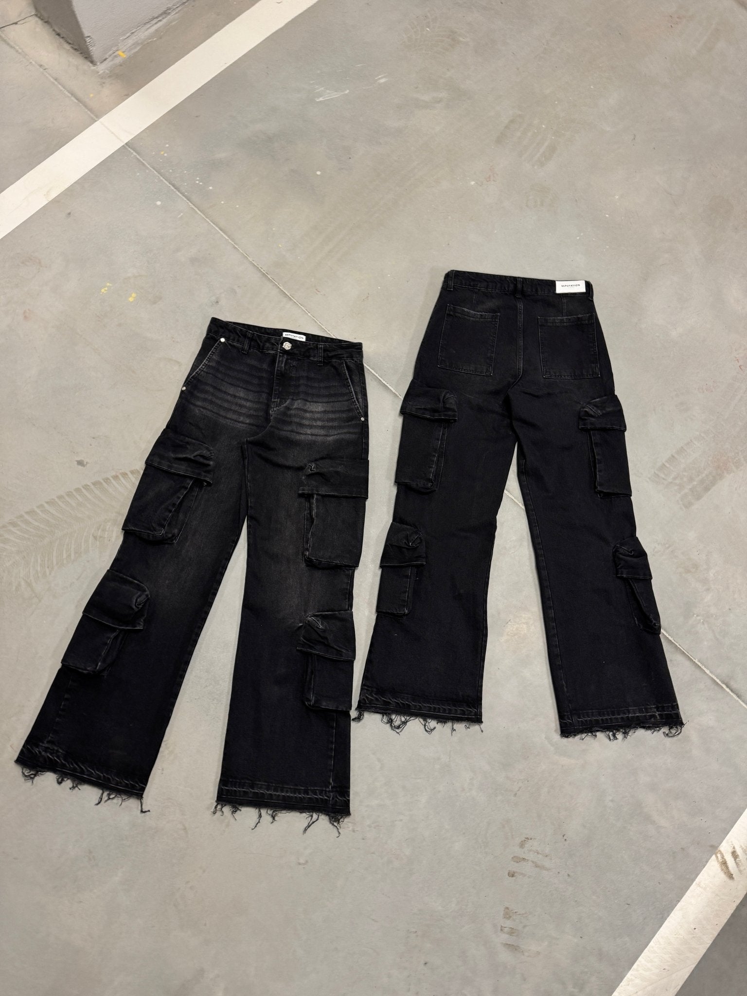 Double Cargo Denim - Black - Reputation Studios
