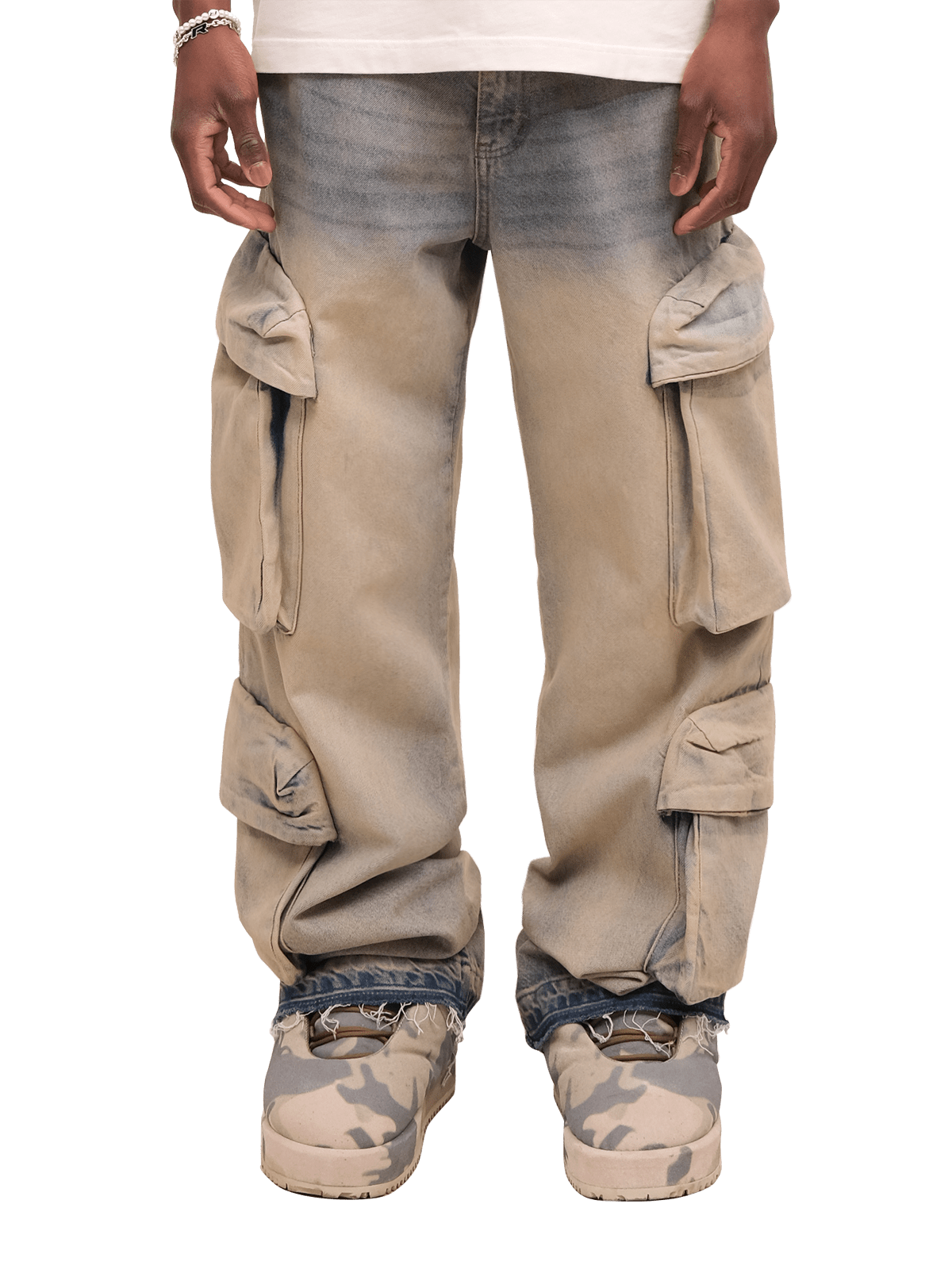 Double Cargo Denim - Cream Wash - Reputation Studios