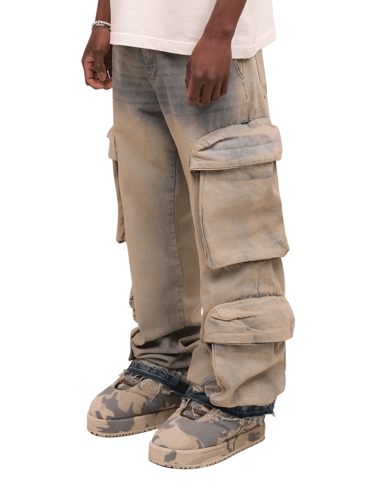 Double Cargo Denim - Cream Wash - Reputation Studios