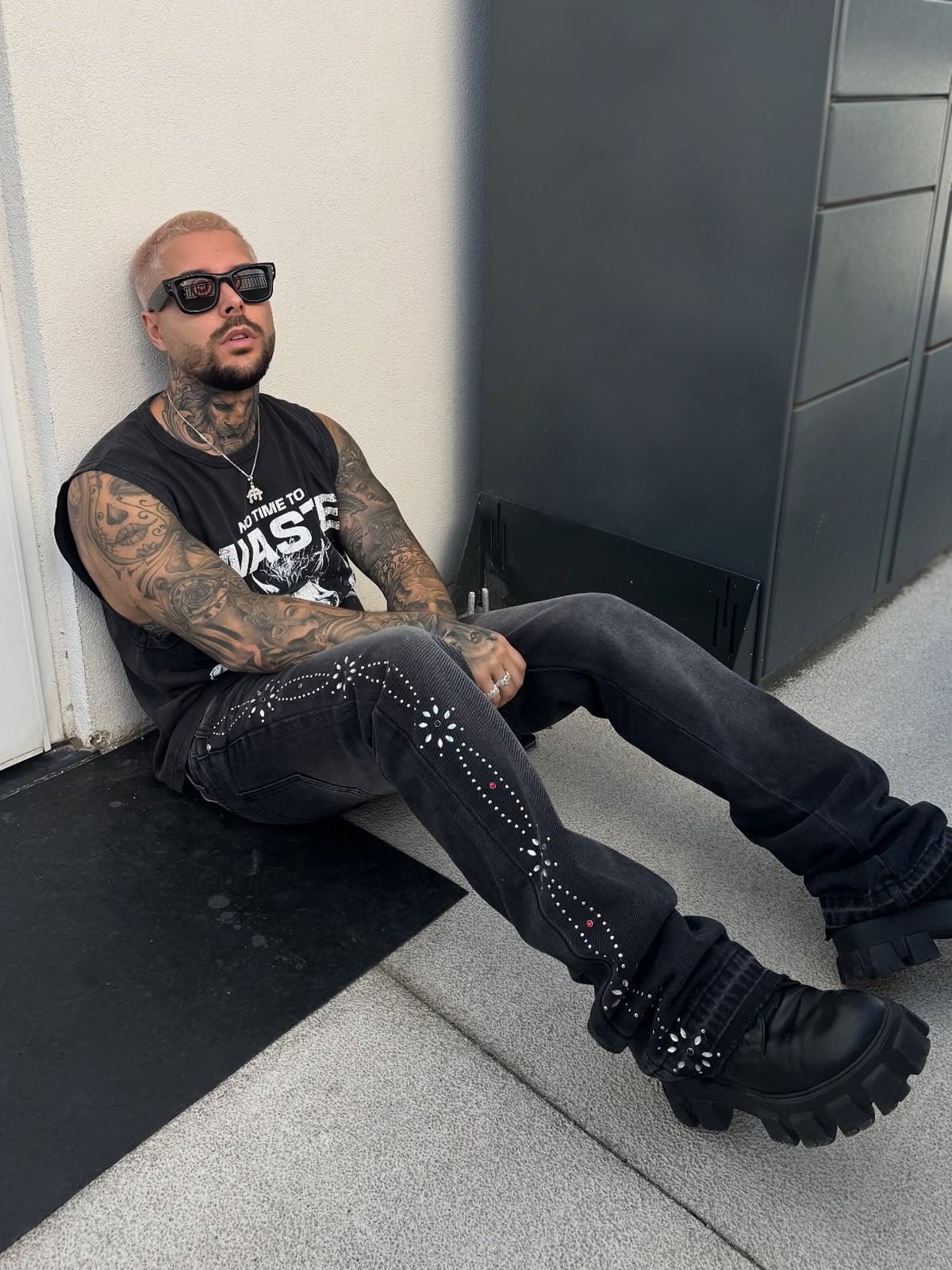 Embellish Pattern Denim - Black - Reputation Studios