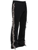 Flare Fringe Sweatpants - Black