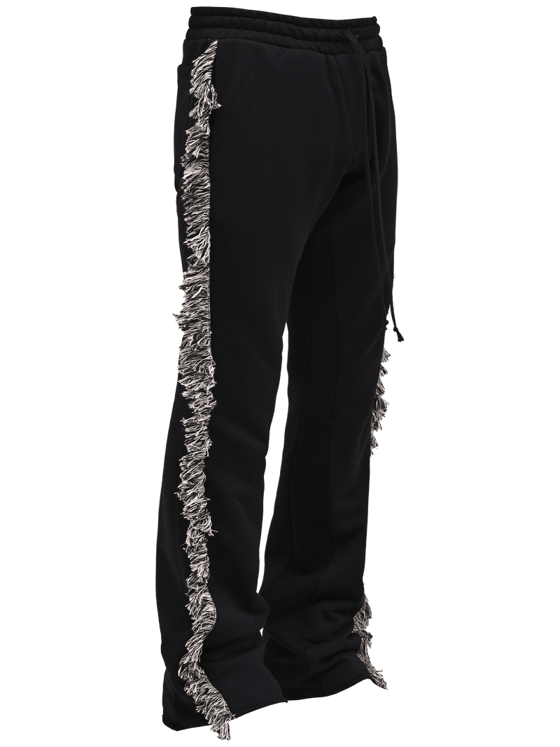 Flare Fringe Sweatpants - Black