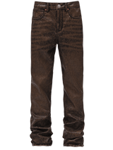 Flare Leather Pants - Acid Wash
