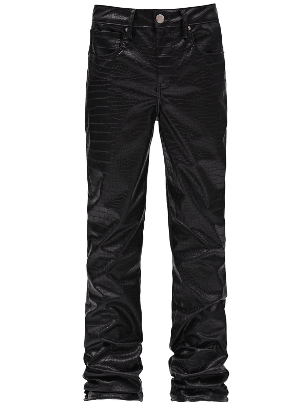 Flare Leather Pants - Crocodile