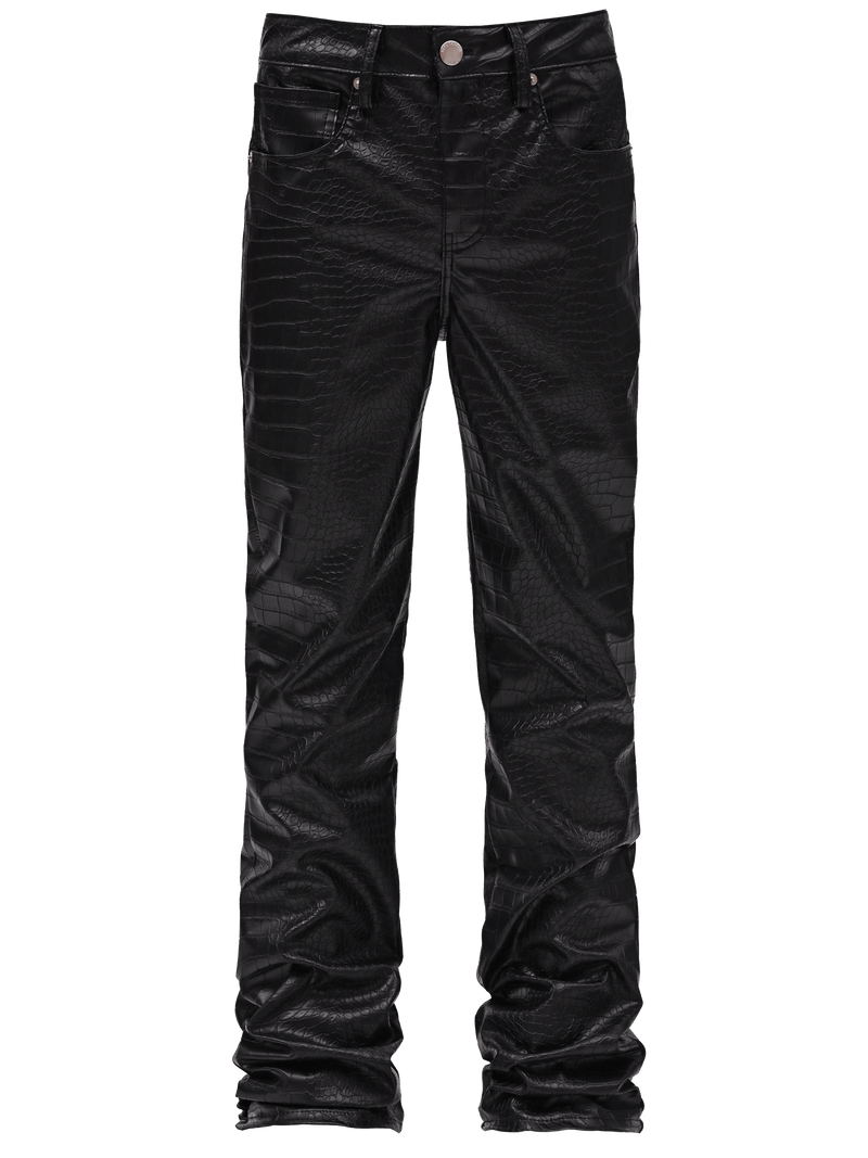 Flare Leather Pants - Crocodile