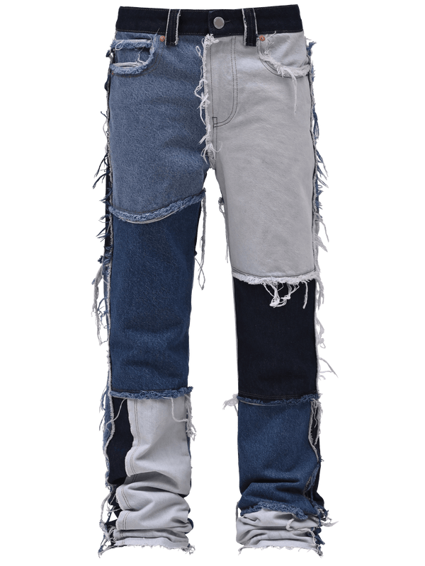 Patchwork Flare Denim - Light Stone