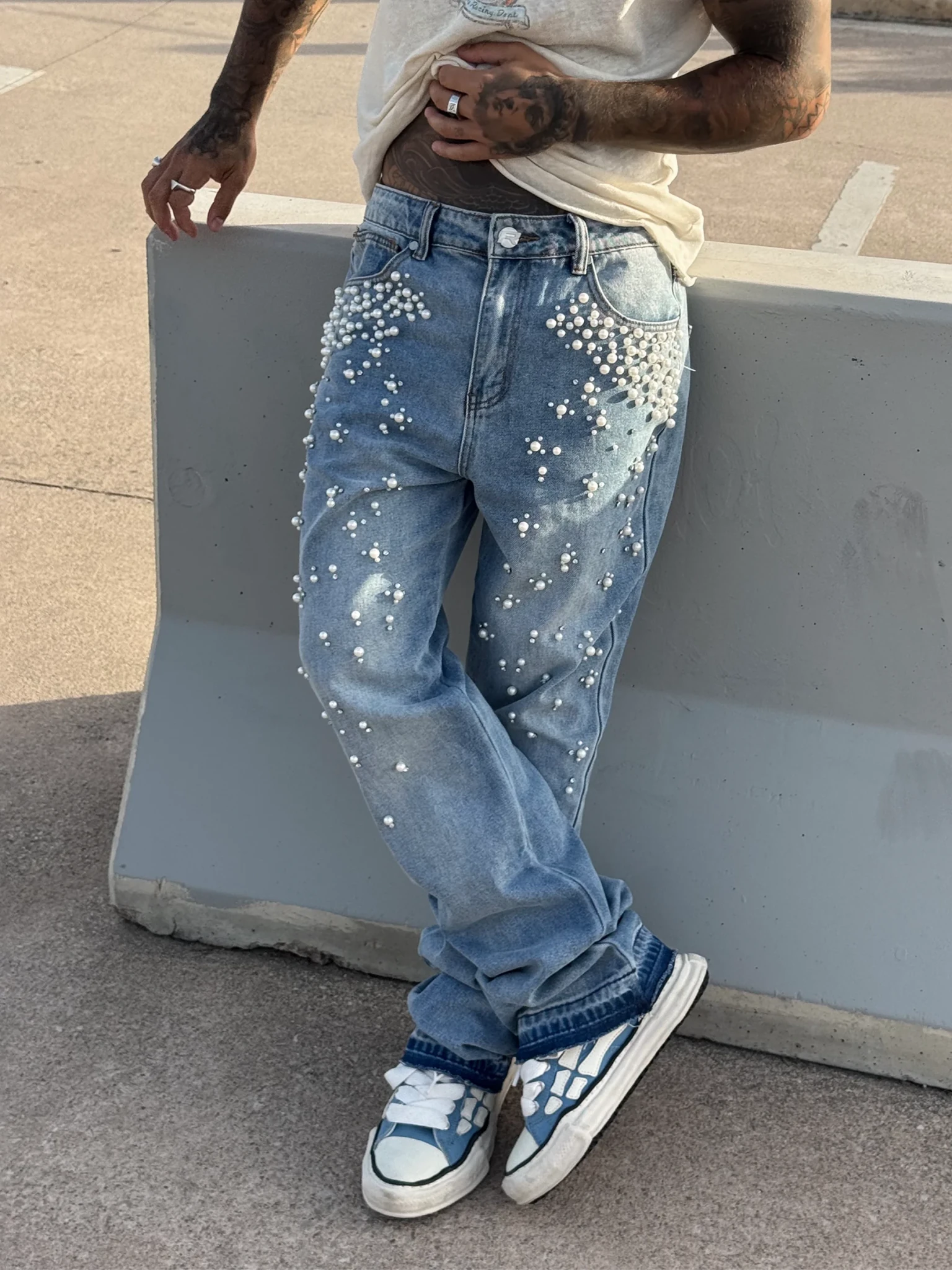 Gradient Pearl Denim - Light Stone - Reputation Studios