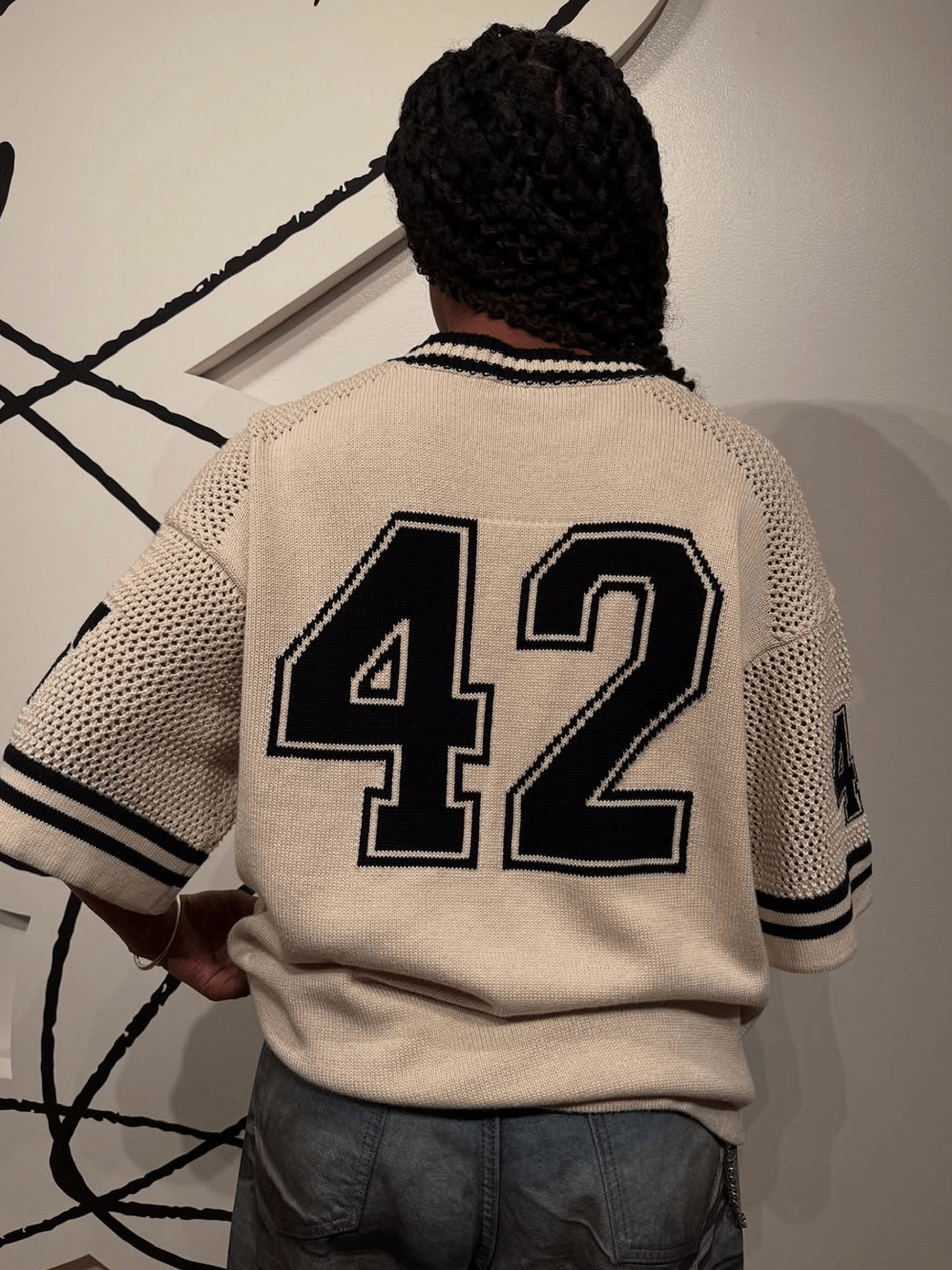 Y2K Knit Hockey Jersey - Cream
