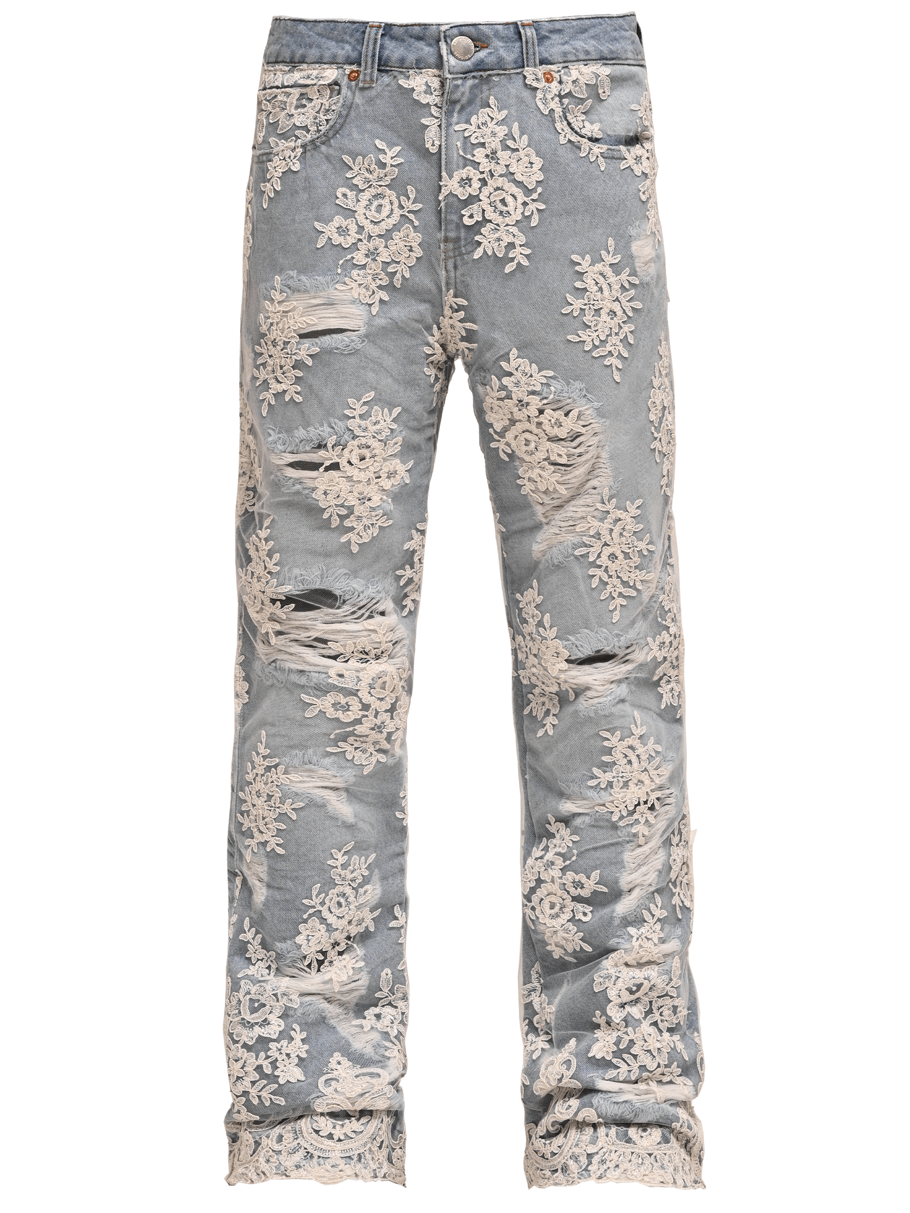 Lace Flare Denim - Light Stone