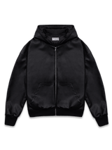 Leather Zip Hoodie - Black