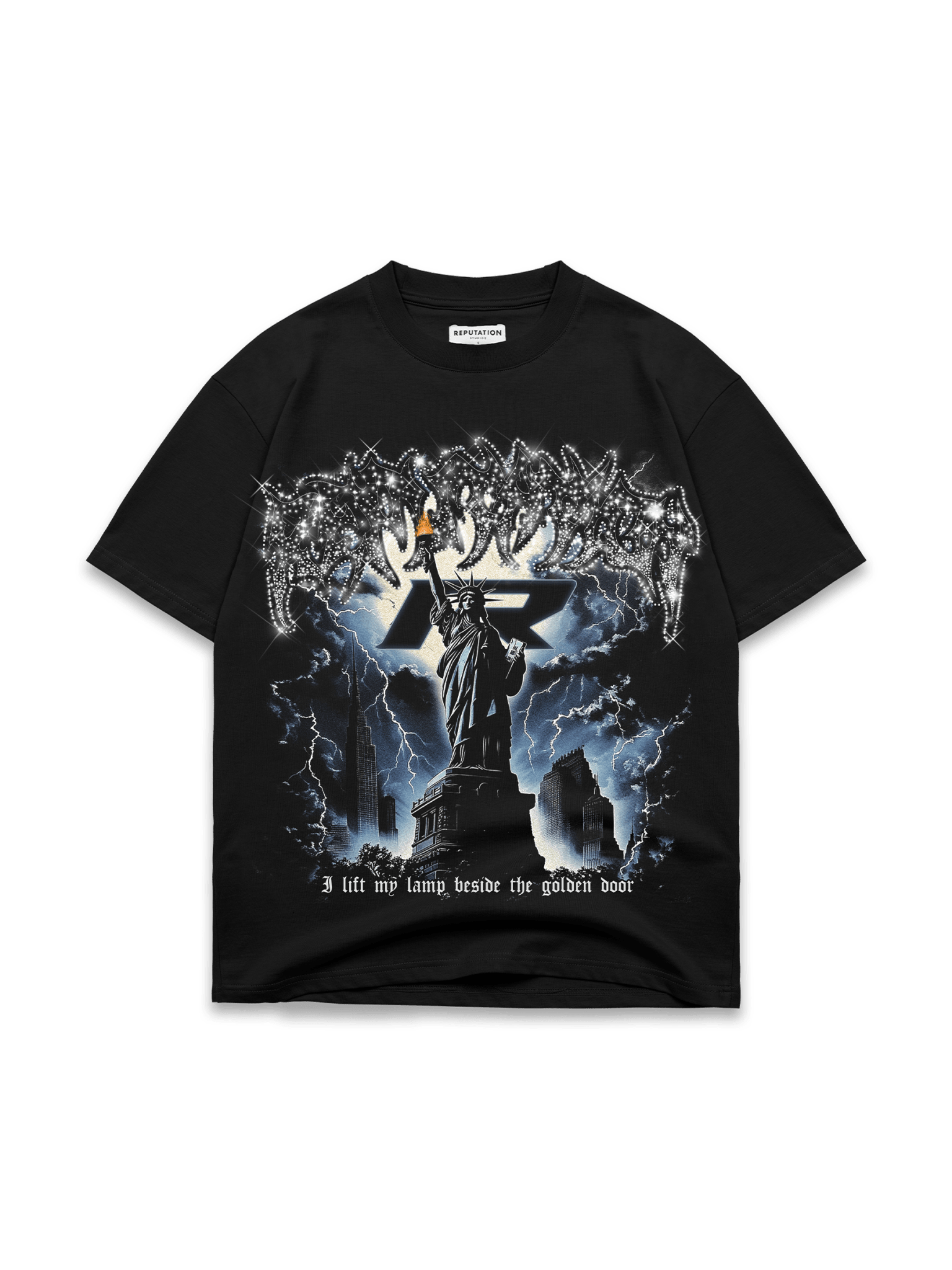 Liberty Blackout Rhinestone Tee - Reputation Studios