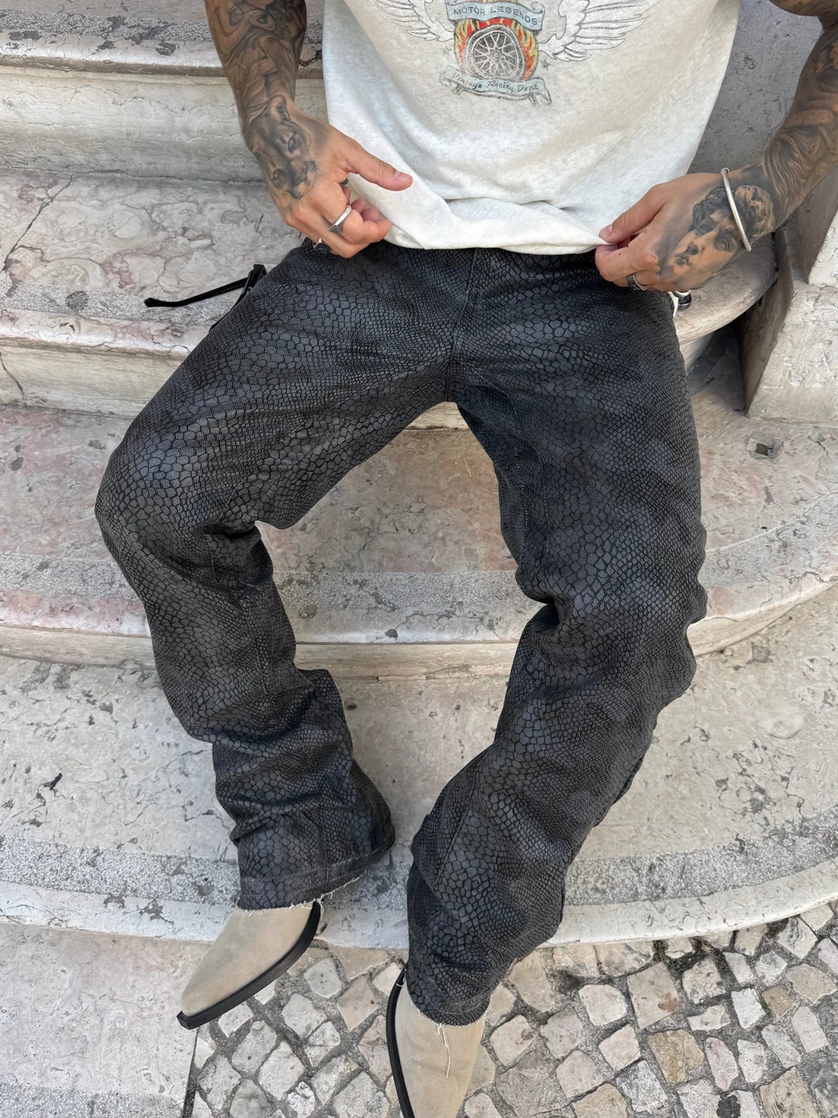 Python Camo Denim - Black - Reputation Studios