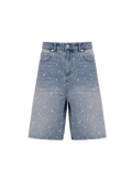Rhinestone Denim Jorts - Cream Wash - Reputation Studios