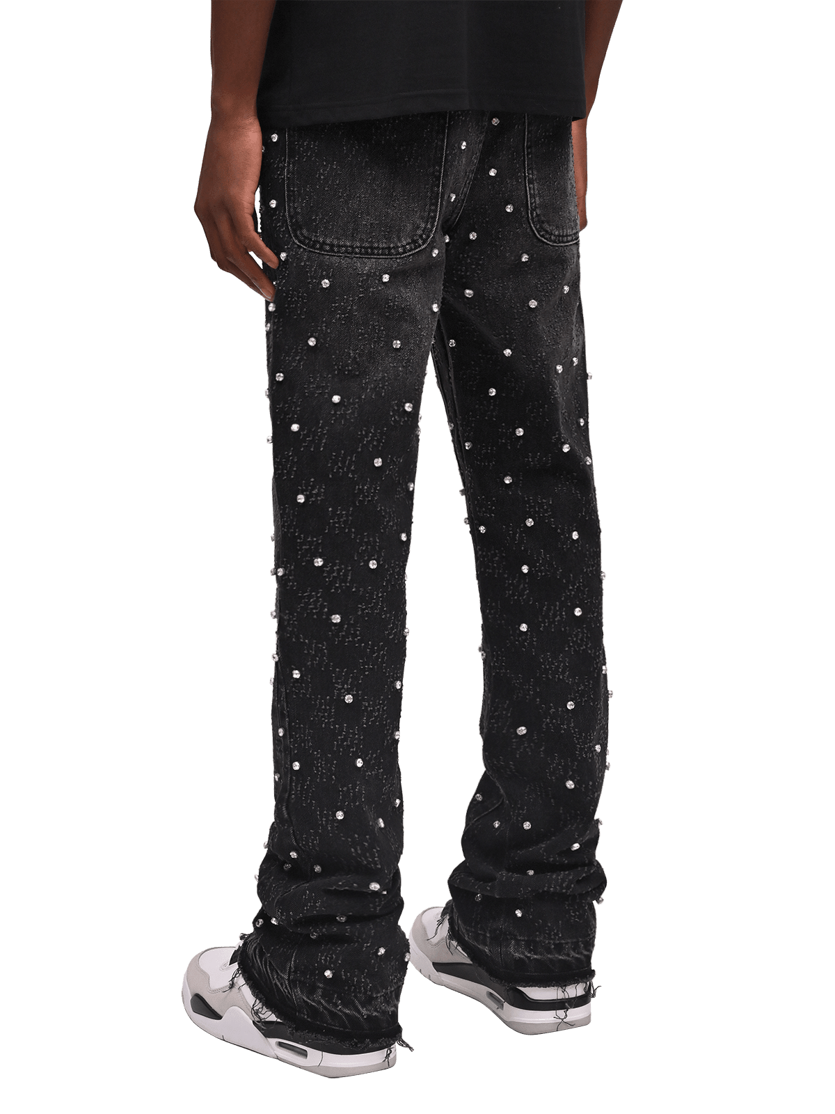 Rhinestone Flare Denim - Black - Reputation Studios