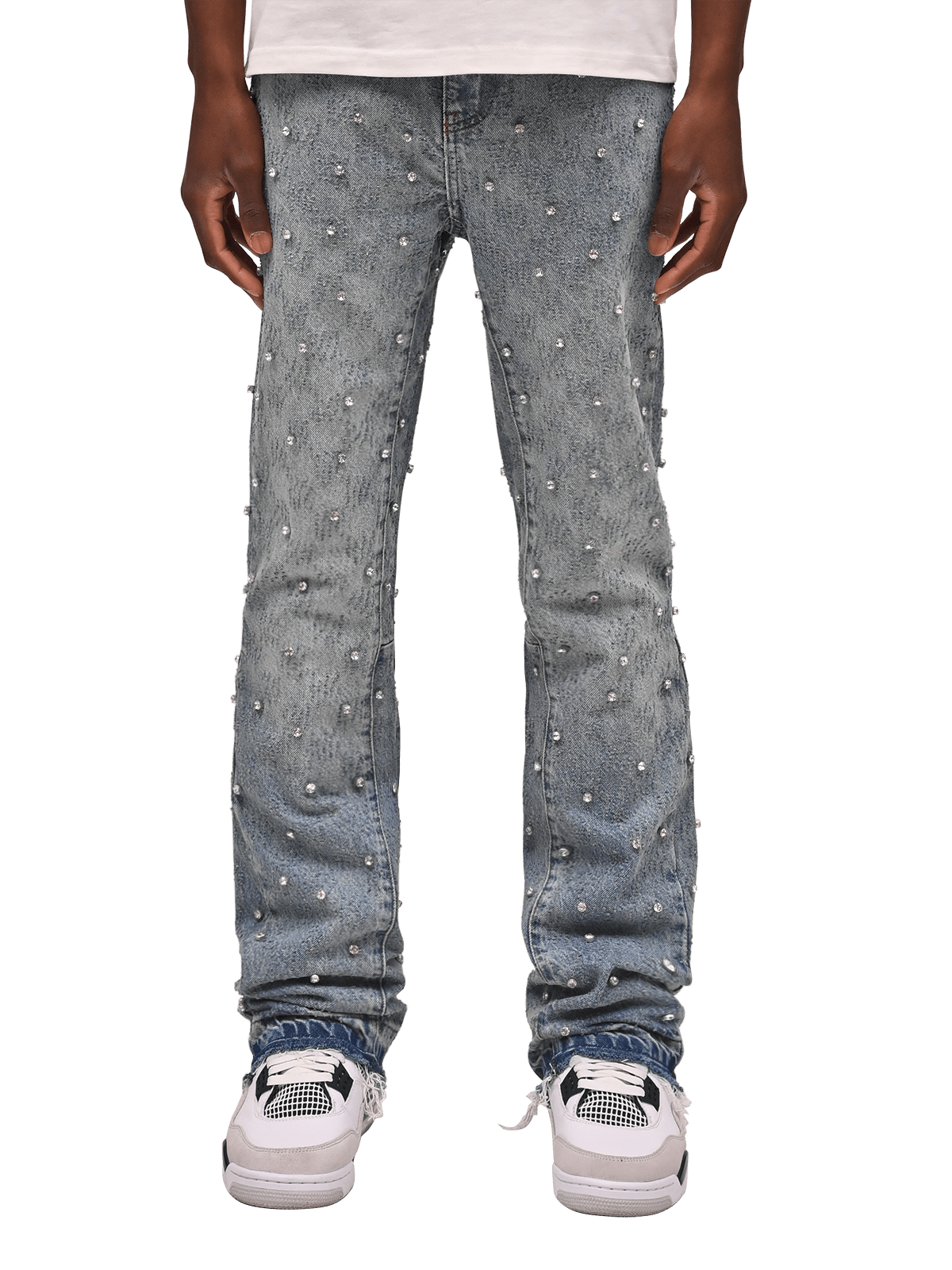 Rhinestone Flare Denim - Light Stone - Reputation Studios