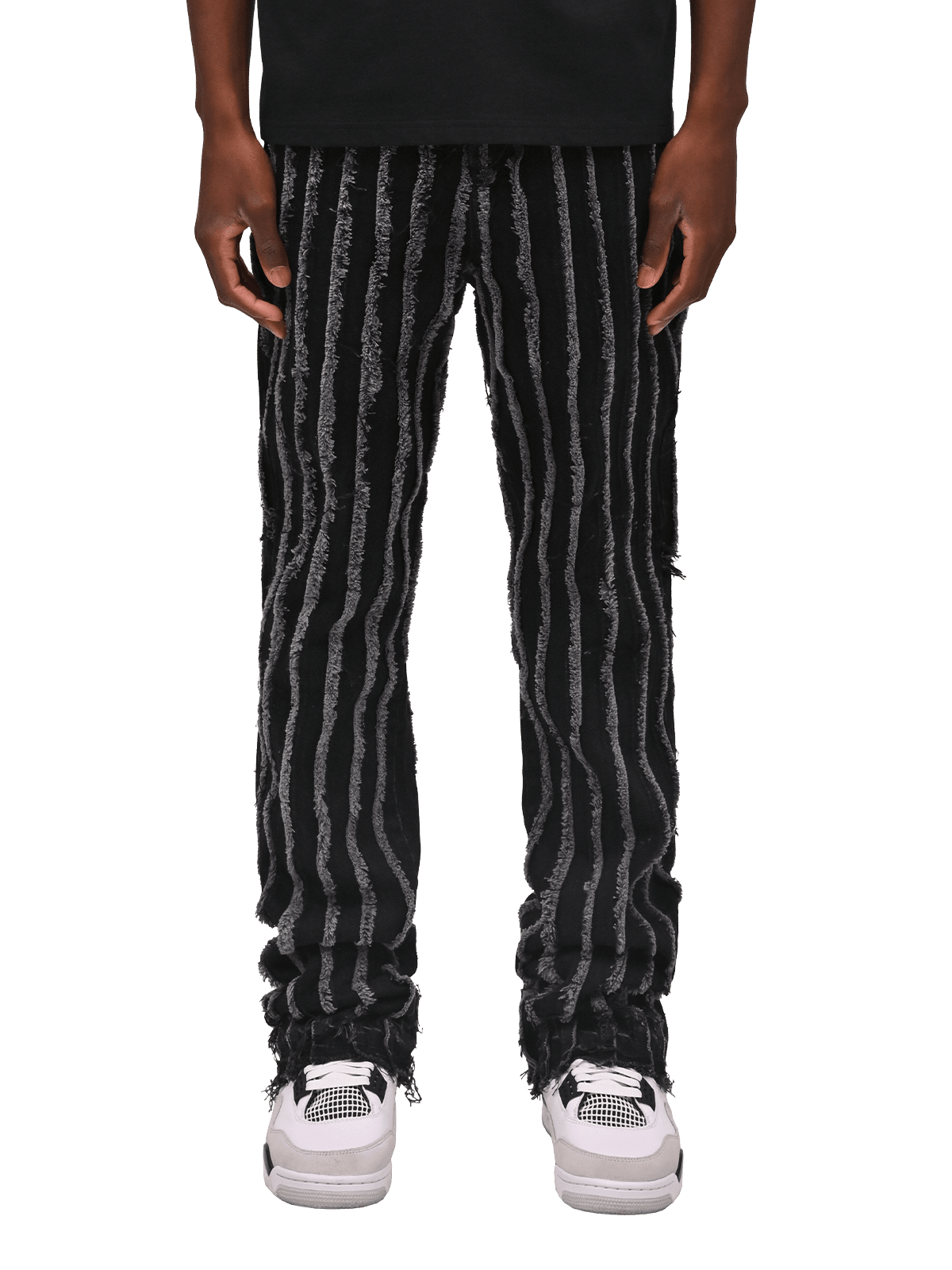 Slashed Flare Denim - Black - Reputation Studios