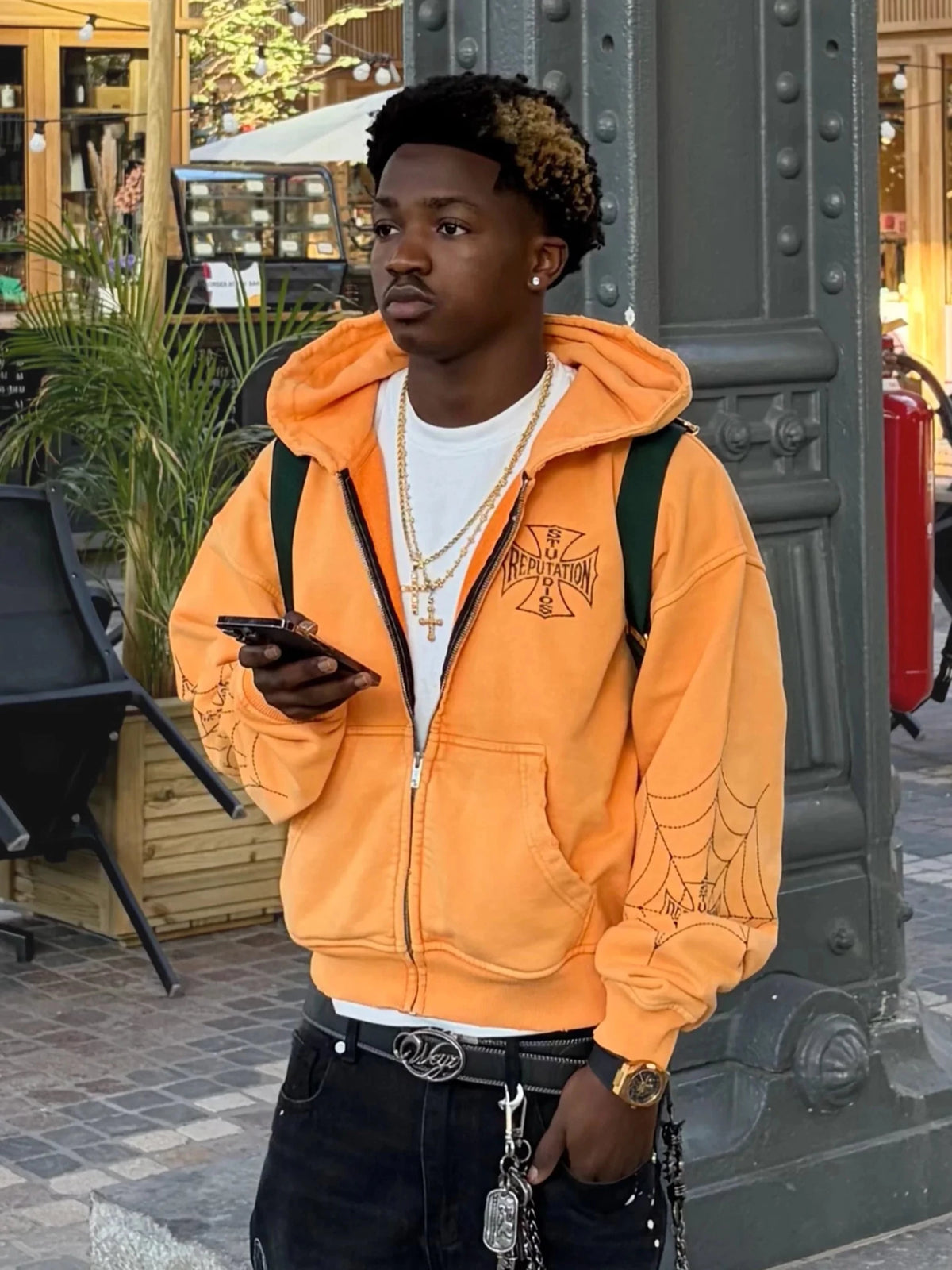 Spider Hoodie - Orange - Reputation Studios
