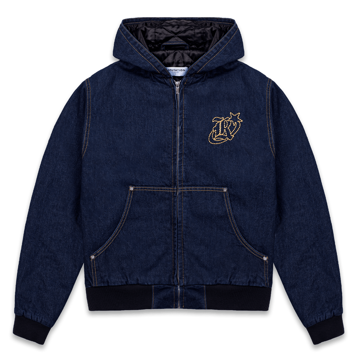 【Reputation studios】セットアップ対応 Workwear Denim Hoodie workweardenimhoodiefront_7364a