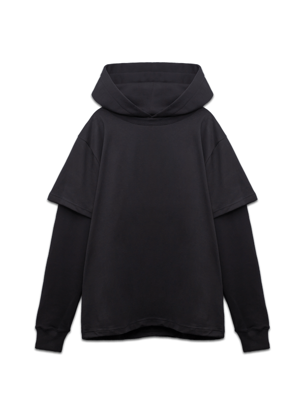 Layered Hoodie - Black