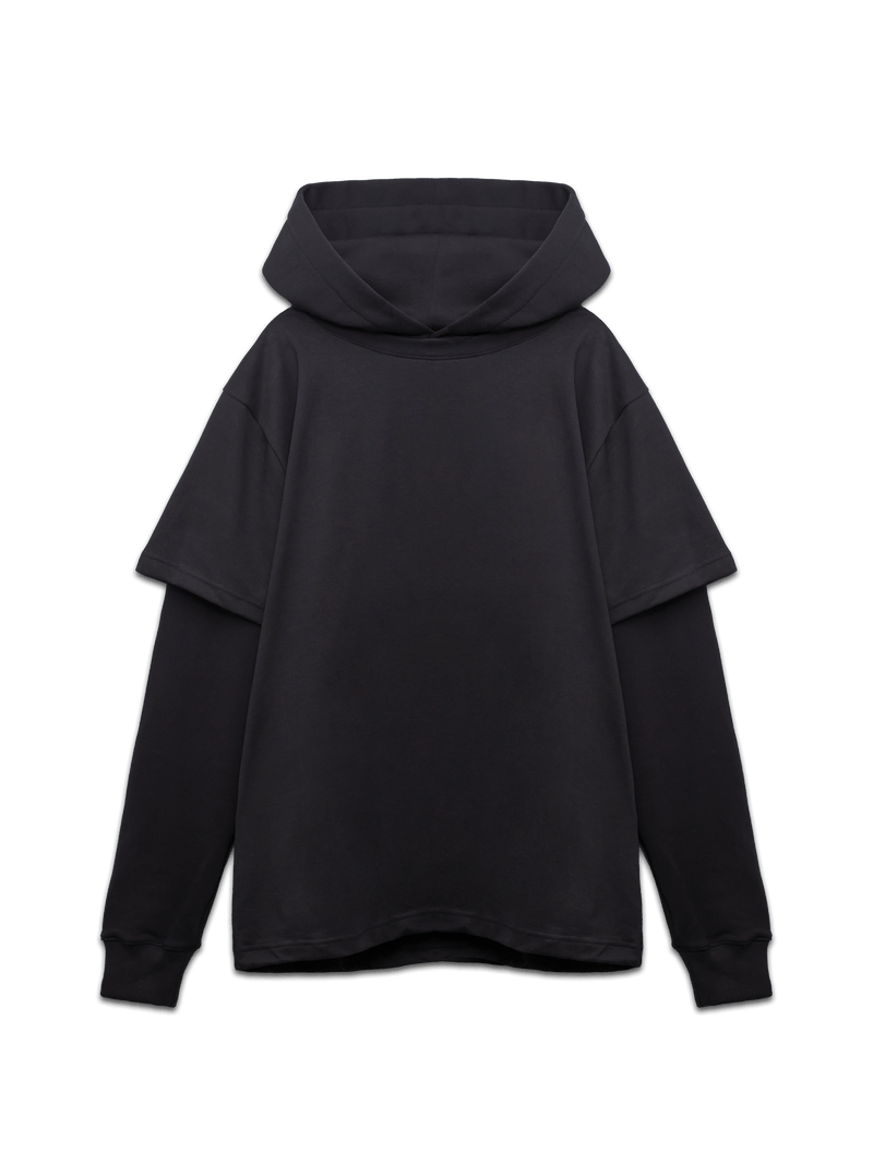 Layered Hoodie - Black