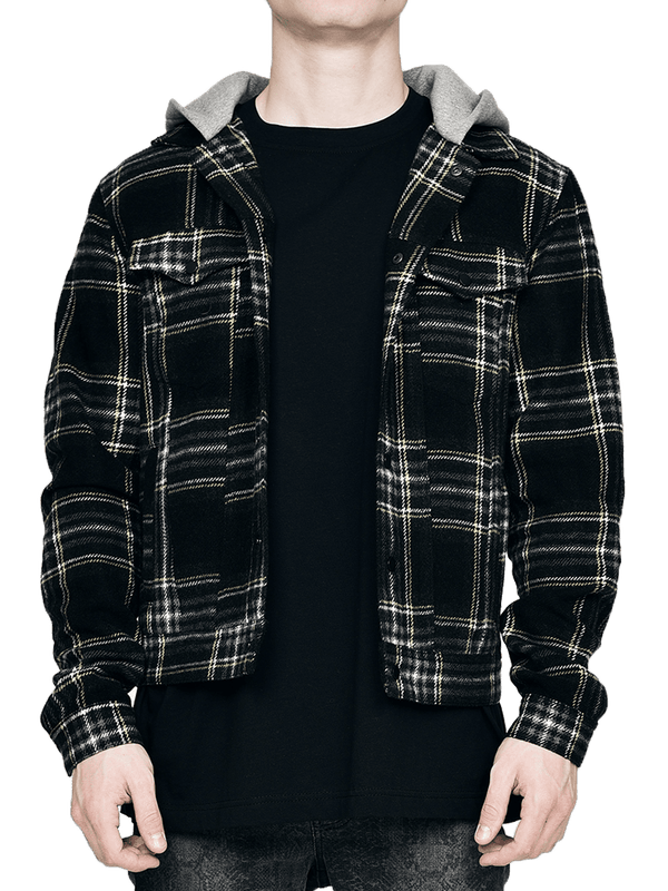 Flannel with Hood - Black