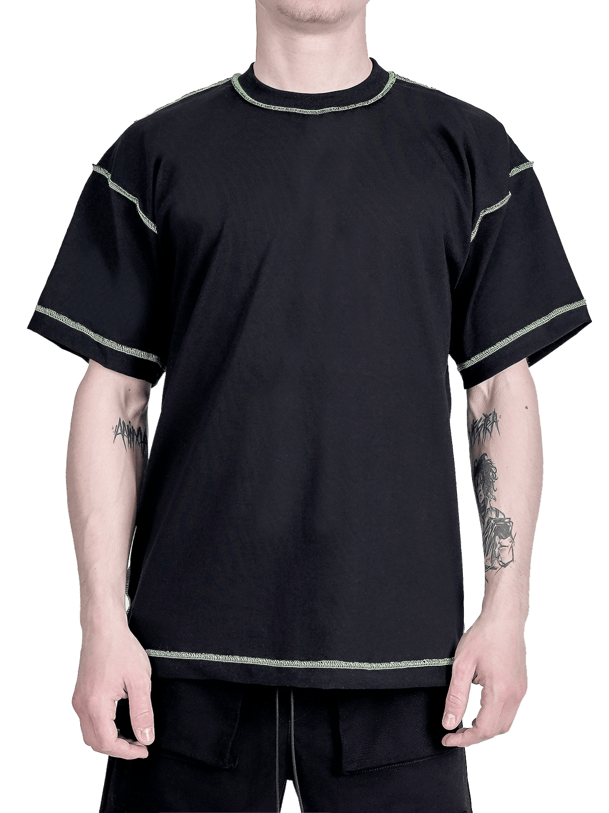 Contrast Stitch Tee - Black