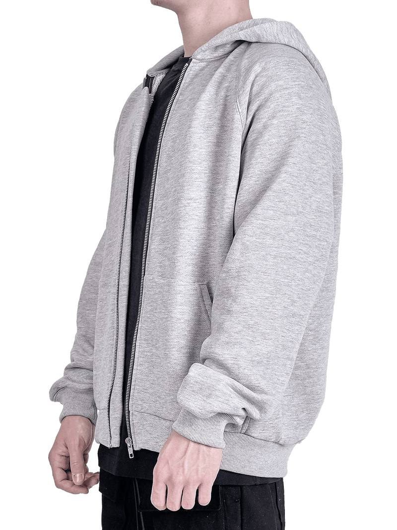 Oversized Zipper Hoodie - Heather Grey