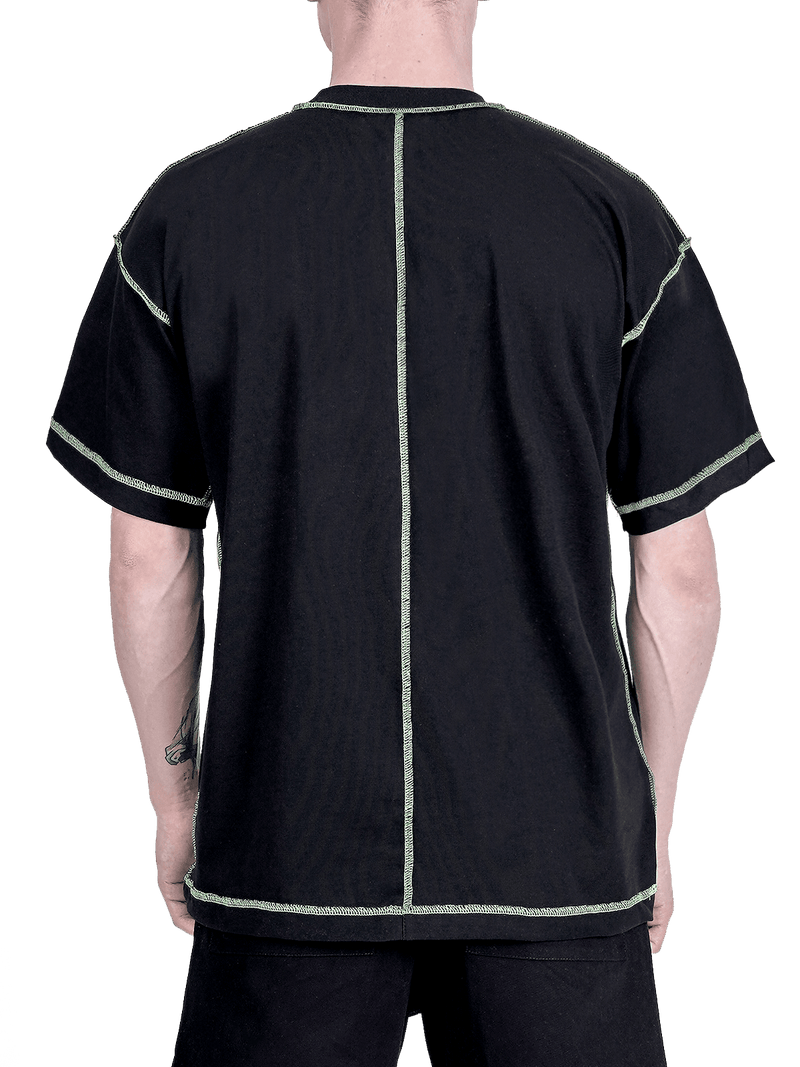 Contrast Stitch Tee - Black