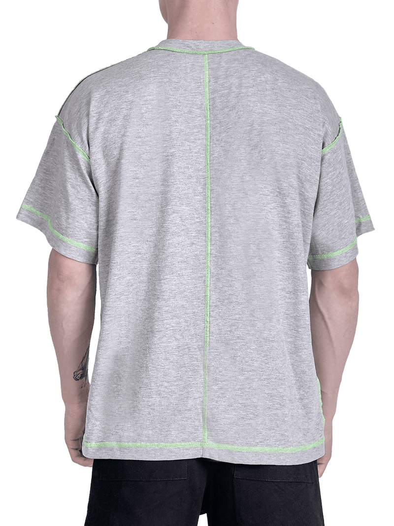 Contrast Stitch Tee - Heather Grey