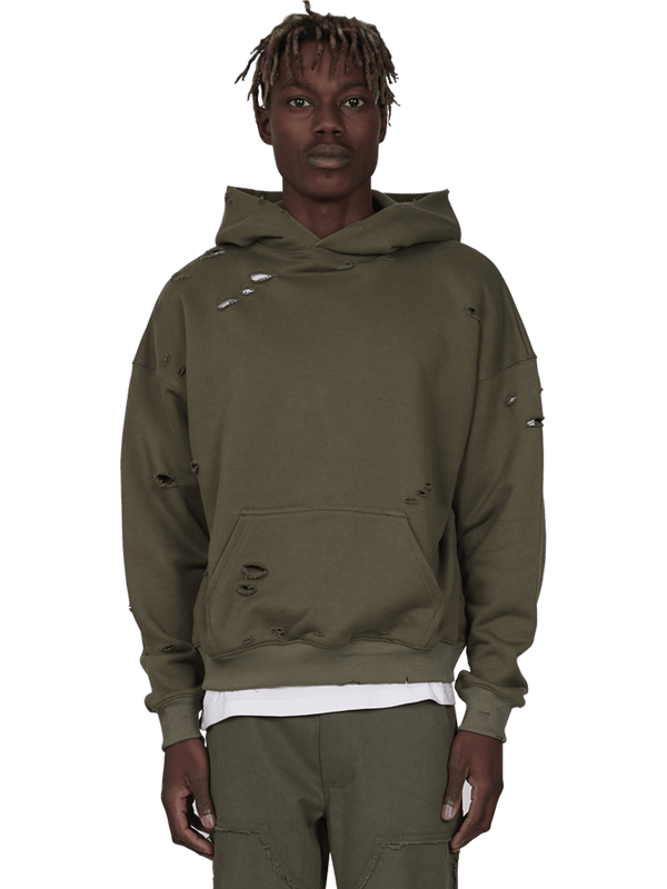 Ripped Hoodie - Forest