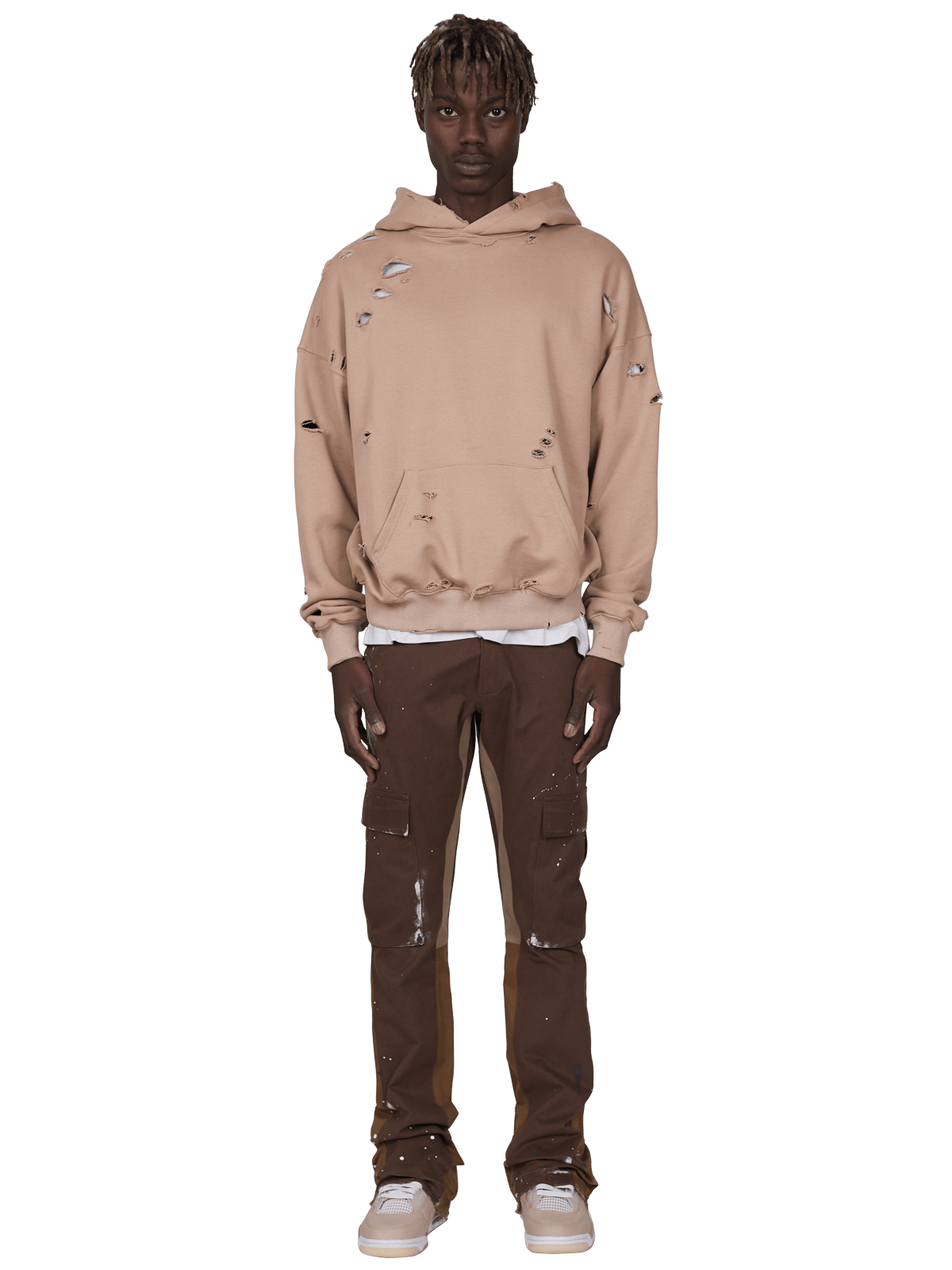 Ripped Hoodie - Sand