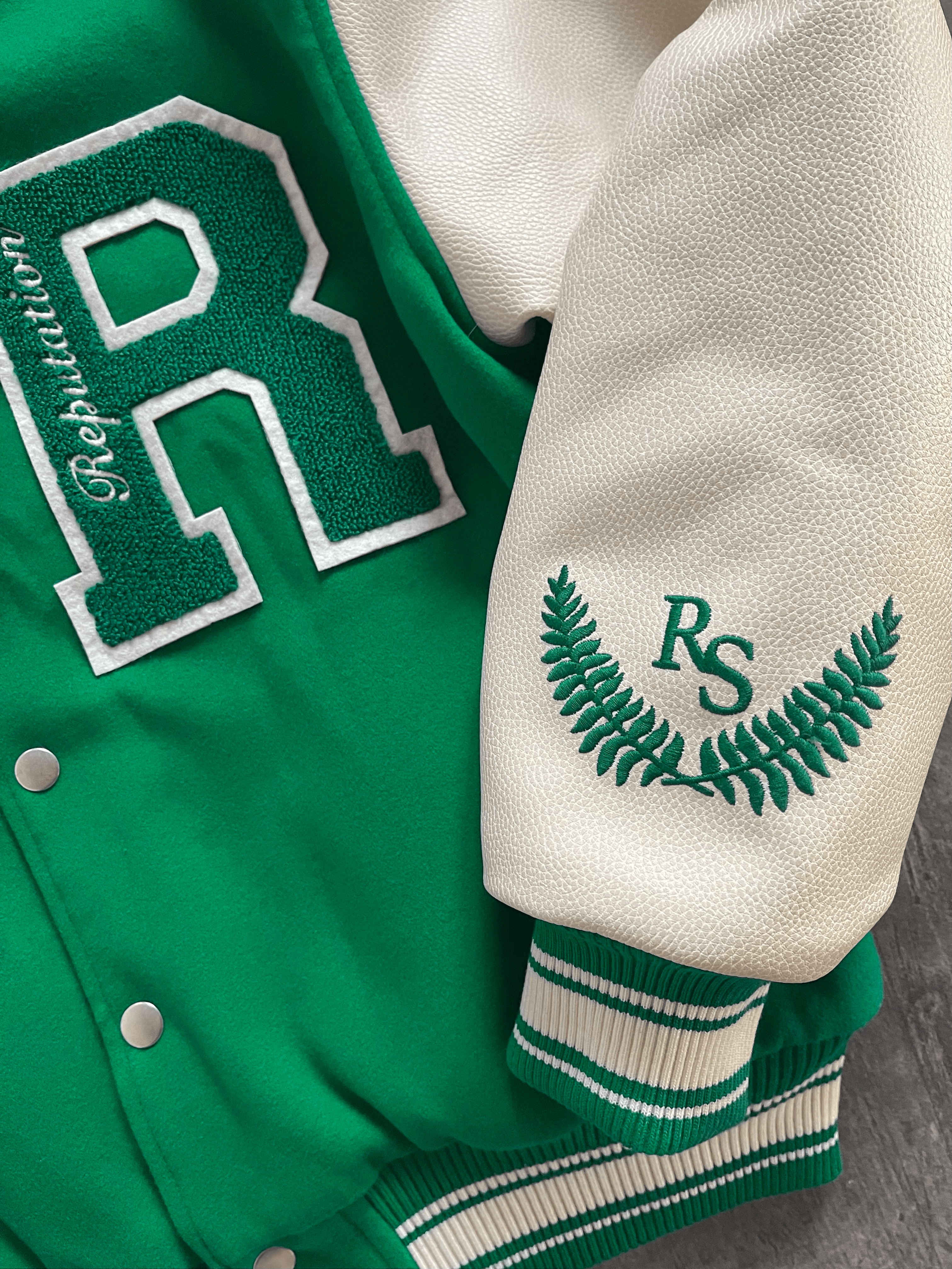 "Statement Piece" Varsity Jacket - Pine Green