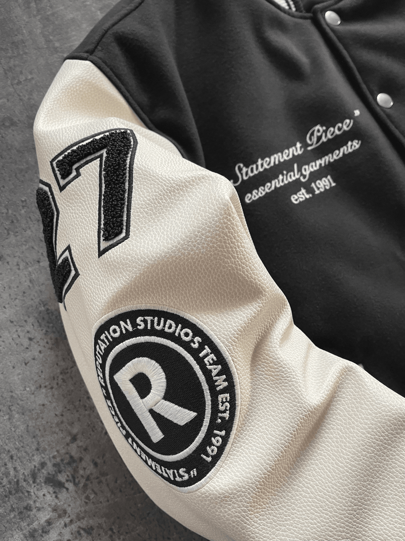 "Statement Piece" Varsity Jacket - Black