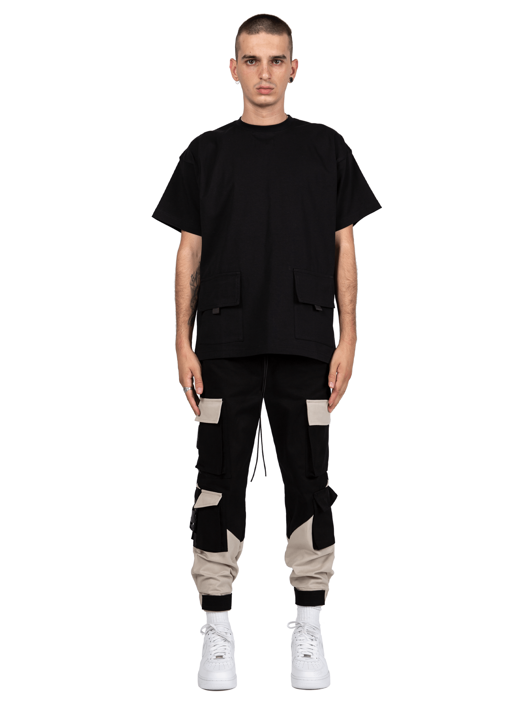 Multi Pocket Cargo Pants - Black / Stone