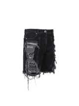 Distressed Panel Shorts - Black