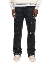 Cargo Flare Denim - Black