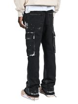 Cargo Flare Denim - Black