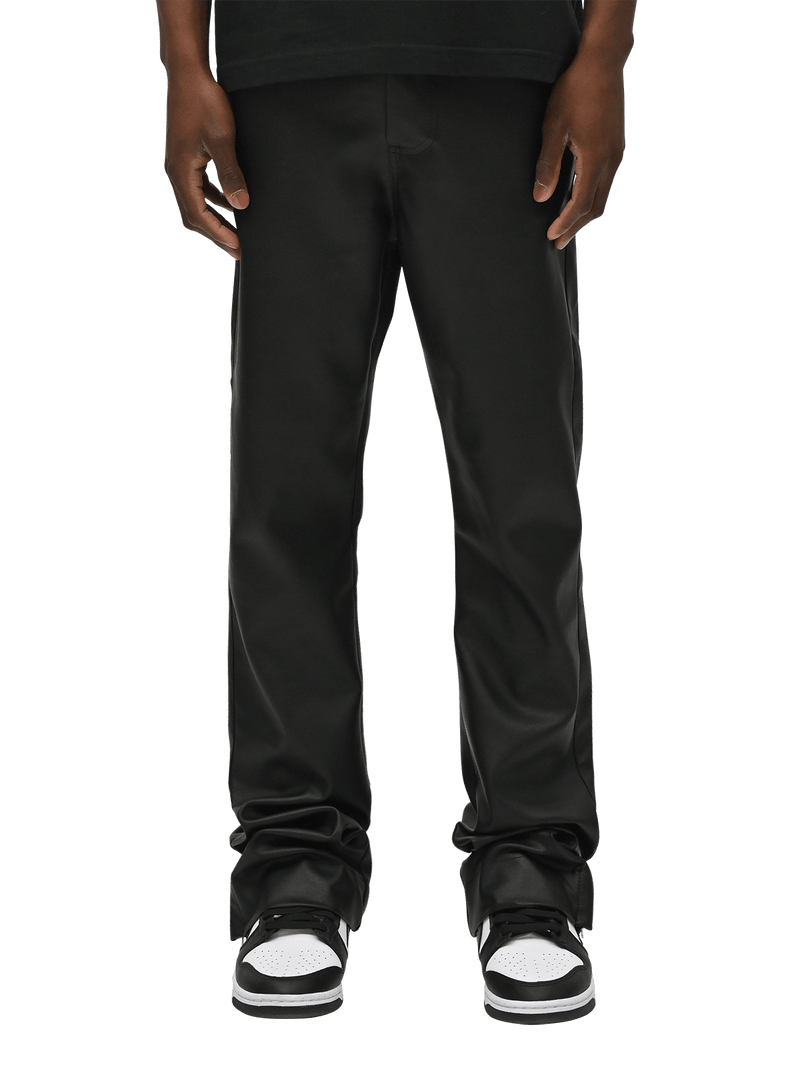 Flare Leather Pants - Black
