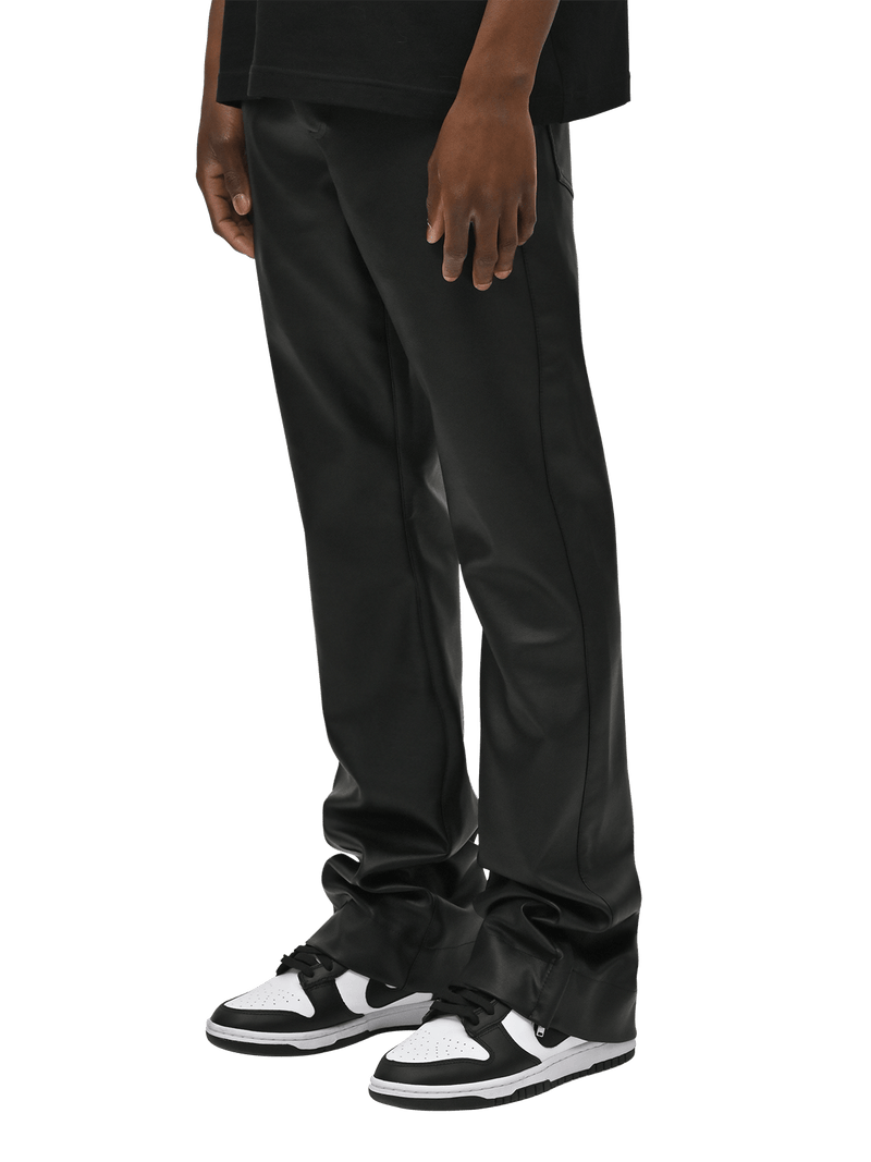 Flare Leather Pants - Black