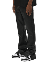 Flare Leather Pants - Black