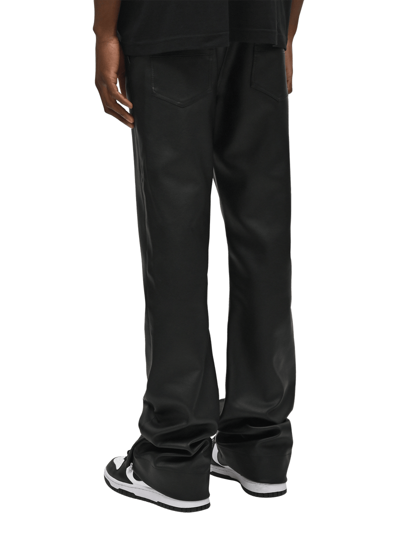 Flare Leather Pants - Black