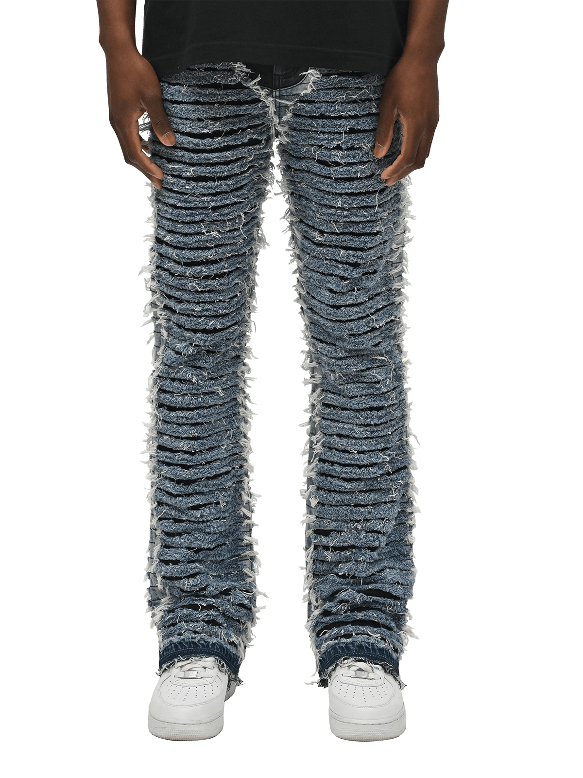 Flare Distressed Denim - Mid Blue